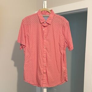 Banana Republic Men's Coral Polka Dot Shirt